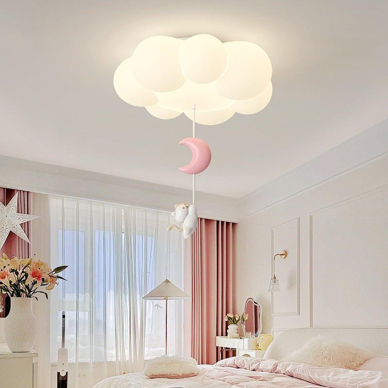 Luz de techo LED de montaje empotrado de hierro PE con estrella de luna de nube gatito para dormitorio creativo contemporáneo para niños 