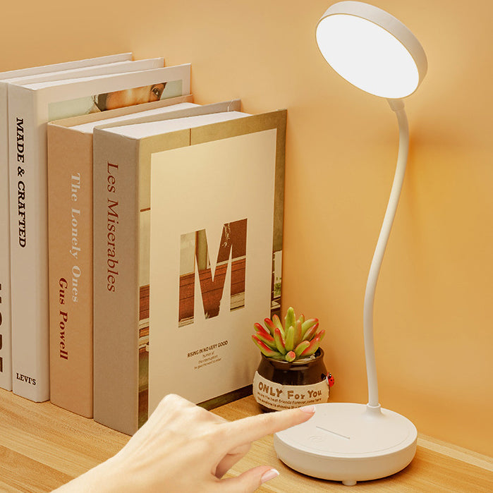 مصباح طاولة LED بلاستيكي USB مستدير محمول حديث وبسيط للدراسة 
