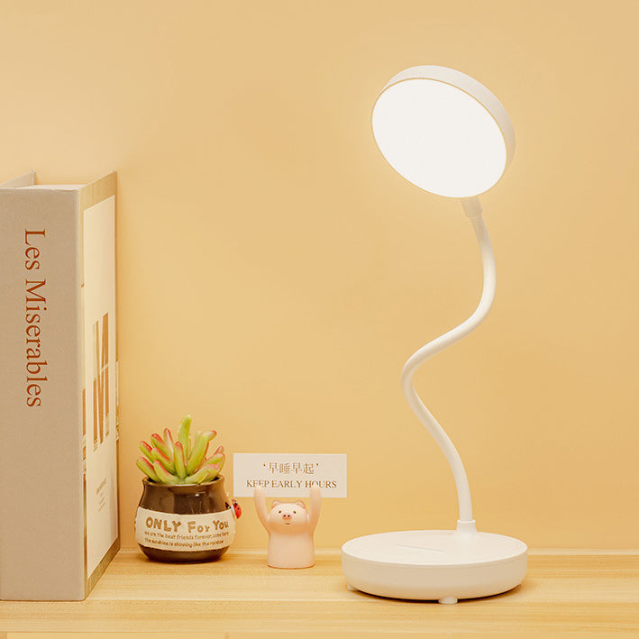 مصباح طاولة LED بلاستيكي USB مستدير محمول حديث وبسيط للدراسة 