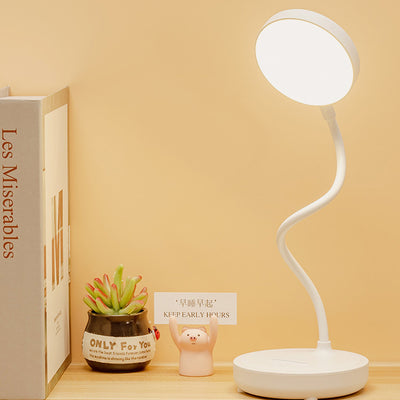 مصباح طاولة LED بلاستيكي USB مستدير محمول حديث وبسيط للدراسة 