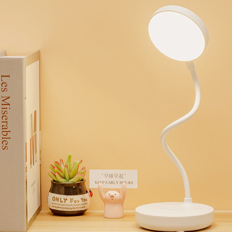 مصباح طاولة LED بلاستيكي USB مستدير محمول حديث وبسيط للدراسة 