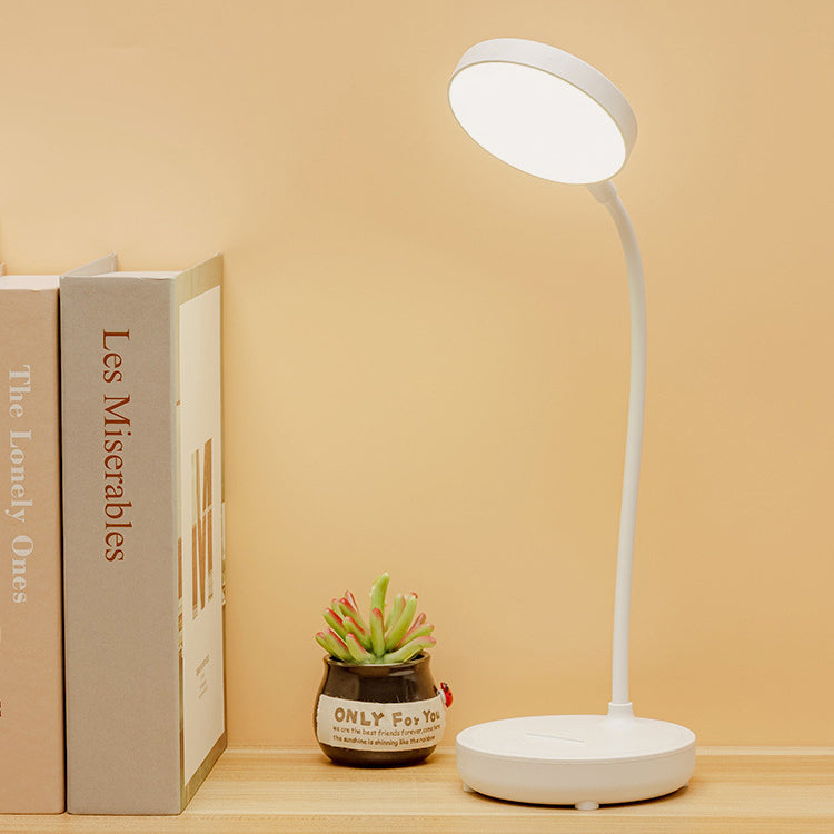 مصباح طاولة LED بلاستيكي USB مستدير محمول حديث وبسيط للدراسة 