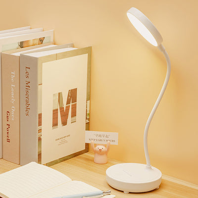 مصباح طاولة LED بلاستيكي USB مستدير محمول حديث وبسيط للدراسة 