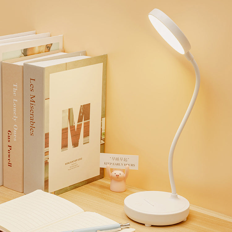 مصباح طاولة LED بلاستيكي USB مستدير محمول حديث وبسيط للدراسة 