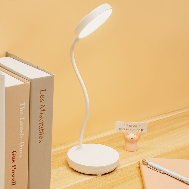 مصباح طاولة LED بلاستيكي USB مستدير محمول حديث وبسيط للدراسة 