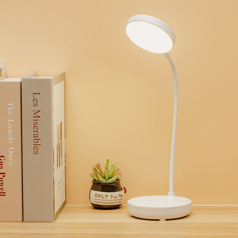 مصباح طاولة LED بلاستيكي USB مستدير محمول حديث وبسيط للدراسة 