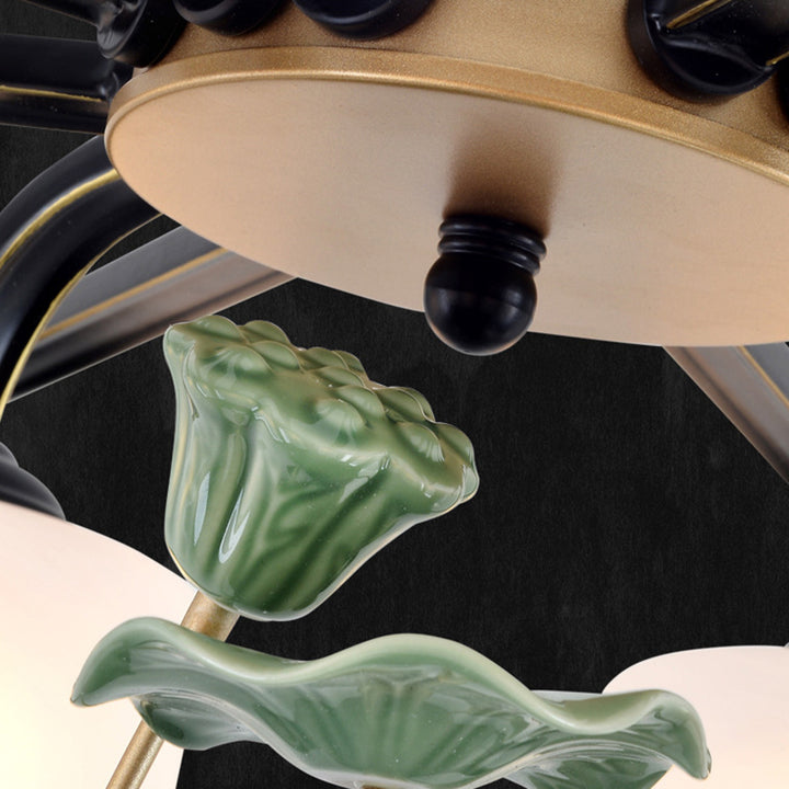 Traditioneller chinesischer Zylinderschirm Quaste Eisen Glas 6/8/10/12/18-Licht Kronleuchter für Esszimmer 