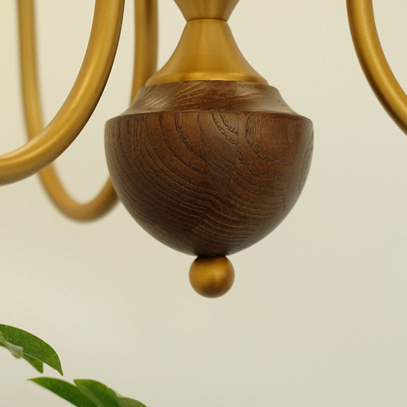 Chandelier contemporain rétro avec branches de haricot magique, sphères en verre, matériel en bois, 3/6/8 lumières pour le salon 