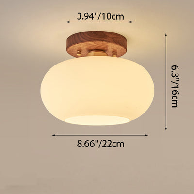 Contemporáneo escandinavo expuesto oculto instalación tambor redondo cuenco de vidrio acanalado hierro madera cobre luz de techo semiempotrada de 1 luz para pasillo 