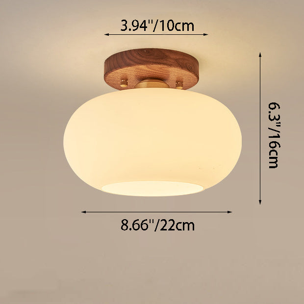Contemporáneo escandinavo expuesto oculto instalación tambor redondo cuenco de vidrio acanalado hierro madera cobre luz de techo semiempotrada de 1 luz para pasillo 
