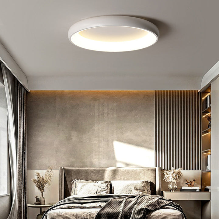 Plafonnier LED moderne minimaliste rond en aluminium avec abat-jour en acrylique pour chambre 