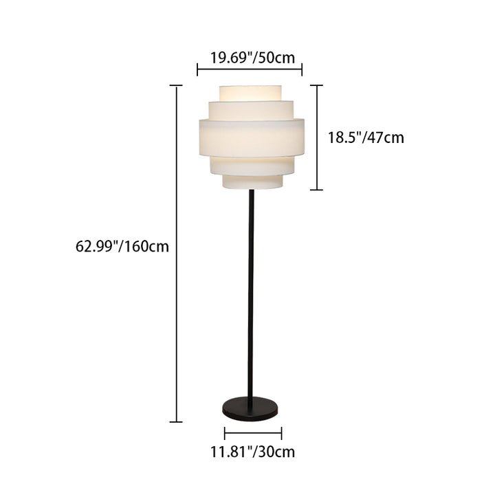 Contemporary Nordic Multi-Round Fabric Rattan Cane Webbing Iron 1- Light Standing Floor Lamp For Living Room