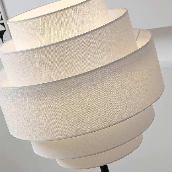 Contemporary Nordic Multi-Round Fabric Rattan Cane Webbing Iron 1- Light Standing Floor Lamp For Living Room
