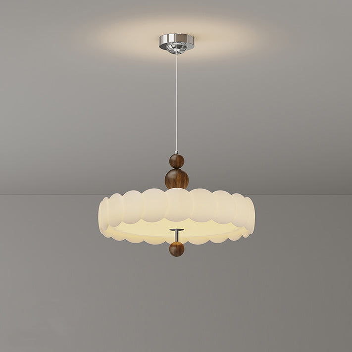 Traditionelle französische Creme-Kürbis-Eisen-PE-LED-Pendelleuchte für das Wohnzimmer 