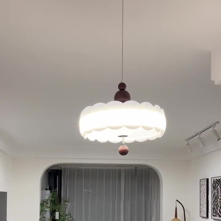 Traditionelle französische Creme-Kürbis-Eisen-PE-LED-Pendelleuchte für das Wohnzimmer 