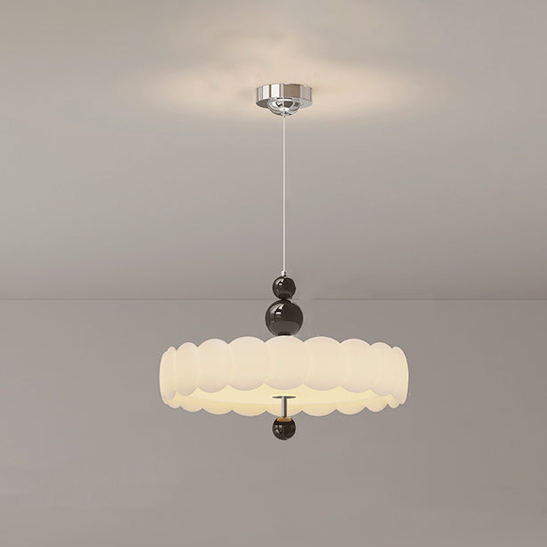 Traditionelle französische Creme-Kürbis-Eisen-PE-LED-Pendelleuchte für das Wohnzimmer 