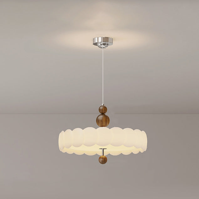 Traditionelle französische Creme-Kürbis-Eisen-PE-LED-Pendelleuchte für das Wohnzimmer 