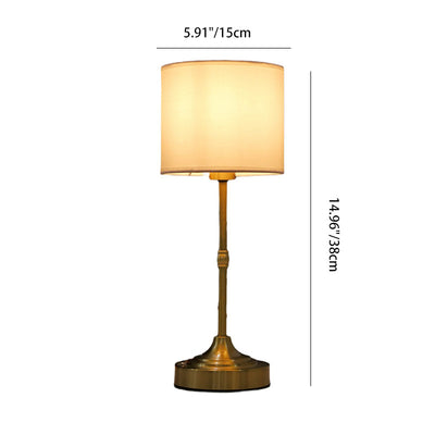 Moderne minimalistische Zylinderform Stoffeisen 1-Licht Tischlampe für das Schlafzimmer 