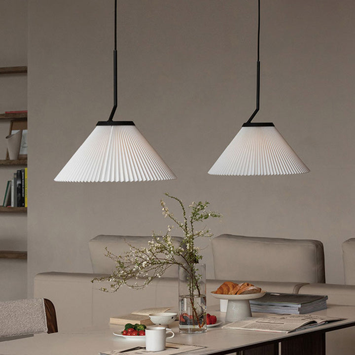 Contemporary Luxury Pleated Cone TC Cloth PVC 1-Light Pendant Light For Living Room