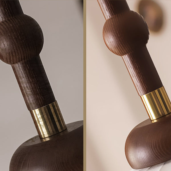 Lámpara colgante de globo de 1 luz de madera, aluminio y seda retro contemporánea para sala de estar 
