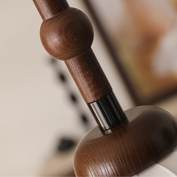 Lámpara colgante de globo de 1 luz de madera, aluminio y seda retro contemporánea para sala de estar 