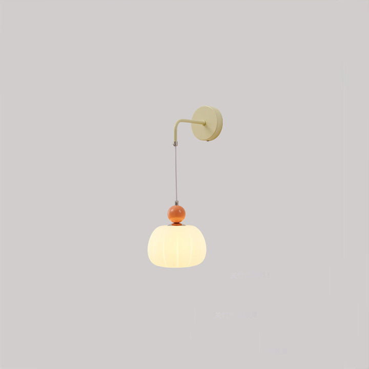 Contemporary Nordic Small Orb Round Pumpkin Shape Hardware PE 1-Light Wall Sconce Lamp For Living Room