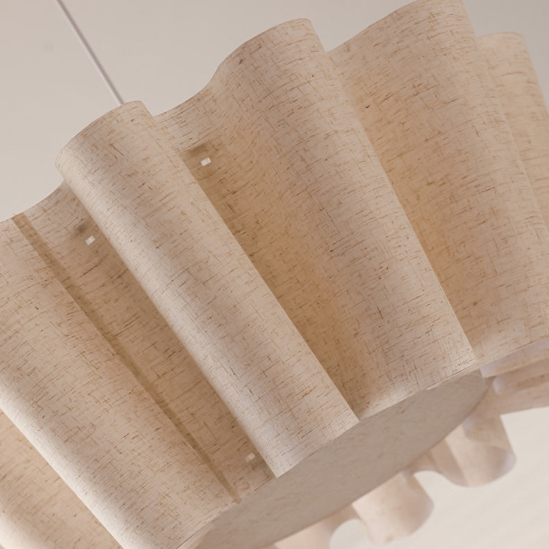 Contemporary Nordic Pleated Linen Iron 1-Light Pendant Light For Bedroom