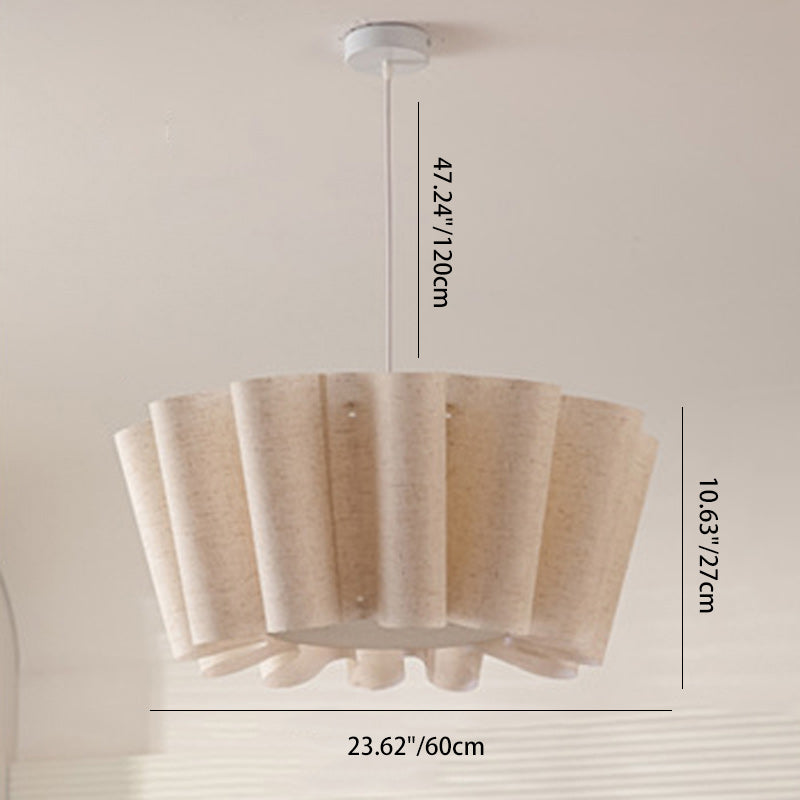 Contemporary Nordic Pleated Linen Iron 1-Light Pendant Light For Bedroom