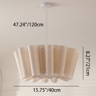 Contemporary Nordic Pleated Linen Iron 1-Light Pendant Light For Bedroom