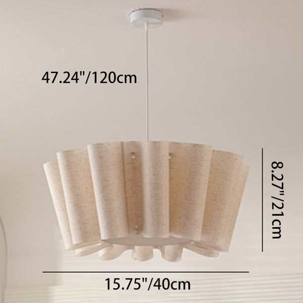 Contemporary Nordic Pleated Linen Iron 1-Light Pendant Light For Bedroom