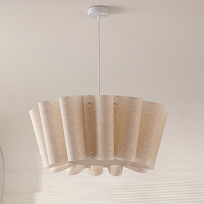 Contemporary Nordic Pleated Linen Iron 1-Light Pendant Light For Bedroom