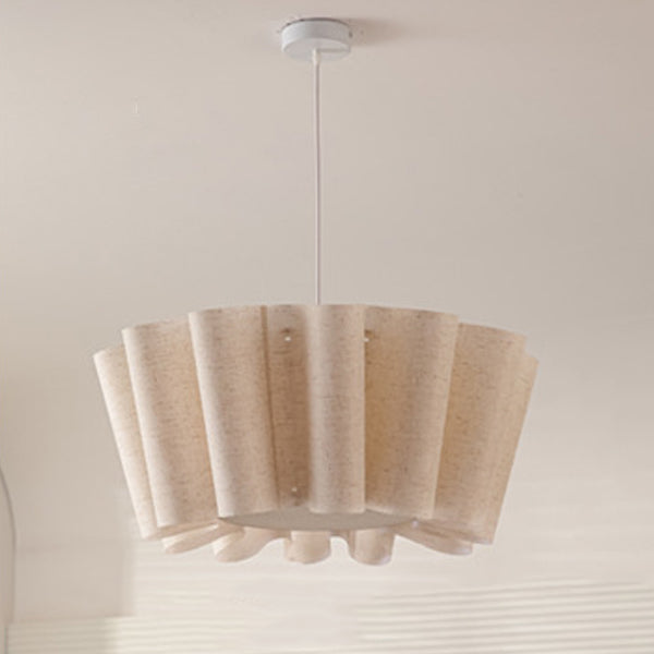Contemporary Nordic Pleated Linen Iron 1-Light Pendant Light For Bedroom