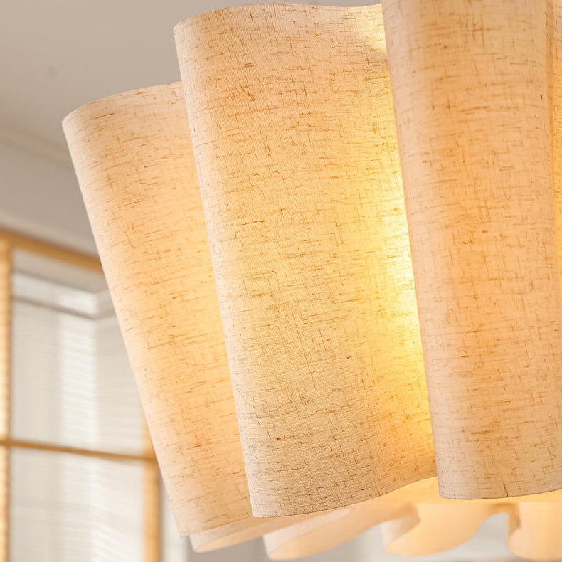 Contemporary Nordic Pleated Linen Iron 1-Light Pendant Light For Bedroom