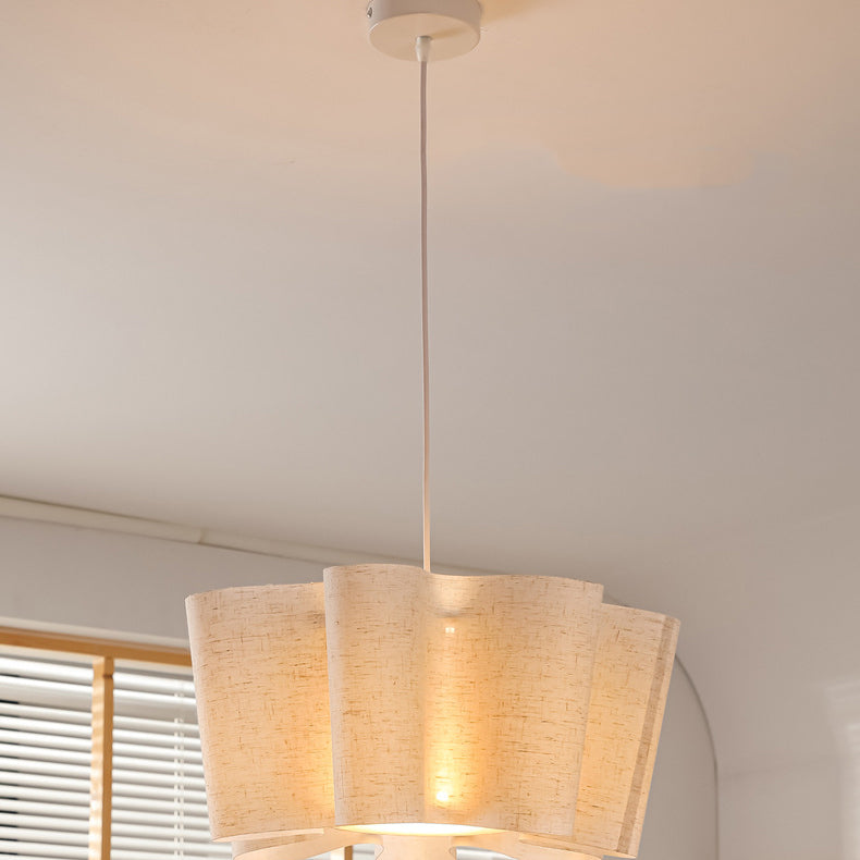 Contemporary Nordic Pleated Linen Iron 1-Light Pendant Light For Bedroom