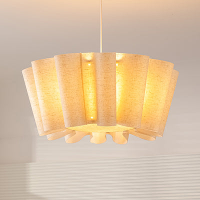 Contemporary Nordic Pleated Linen Iron 1-Light Pendant Light For Bedroom