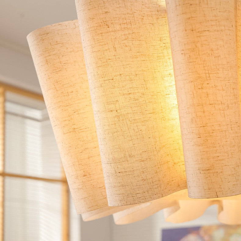 Contemporary Nordic Pleated Linen Iron 1-Light Pendant Light For Bedroom
