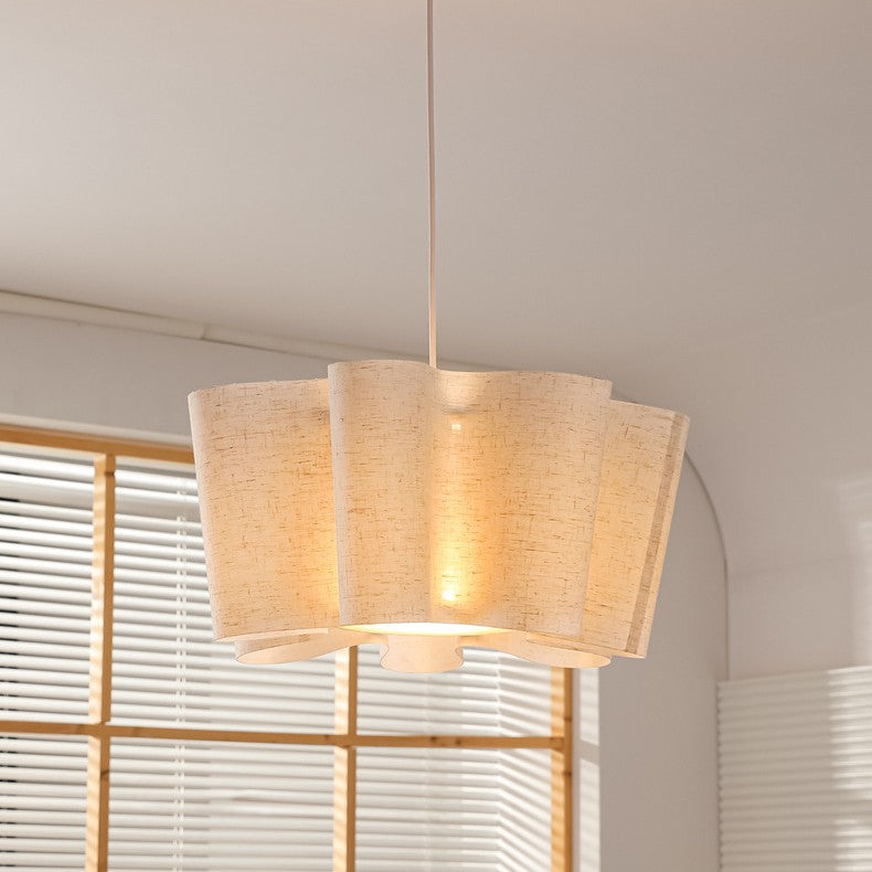 Contemporary Nordic Pleated Linen Iron 1-Light Pendant Light For Bedroom