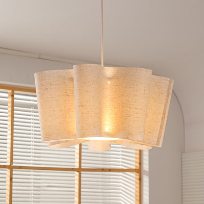 Contemporary Nordic Pleated Linen Iron 1-Light Pendant Light For Bedroom