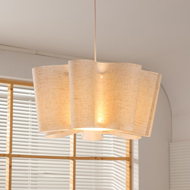 Contemporary Nordic Pleated Linen Iron 1-Light Pendant Light For Bedroom