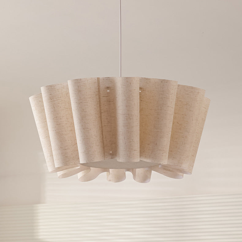 Contemporary Nordic Pleated Linen Iron 1-Light Pendant Light For Bedroom