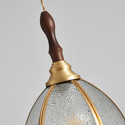 Traditional Tiffany Water Pattern Flower Small Beads Stained Glass Copper 1-Light Pendant Light For Bedroom
