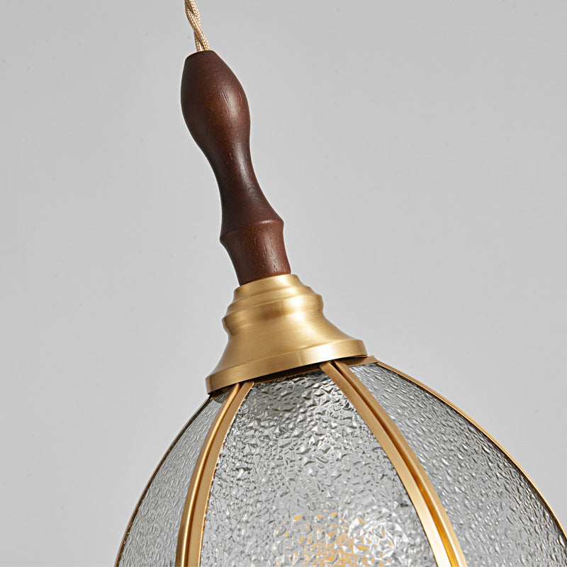 Traditional Tiffany Water Pattern Flower Small Beads Stained Glass Copper 1-Light Pendant Light For Bedroom
