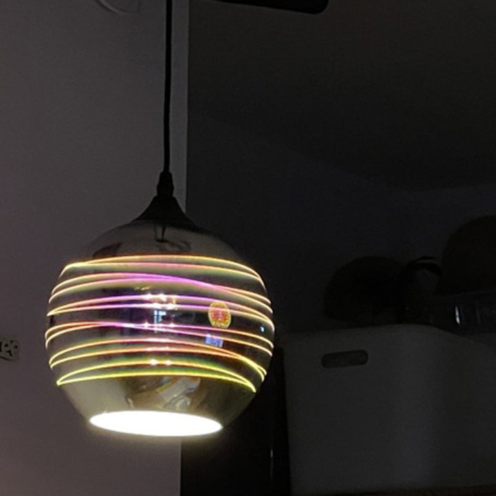 Moderne Art Deco Disco 3D Feuerwerksglas Kugel Eisen 1-Licht Pendelleuchte für Wohnzimmer 