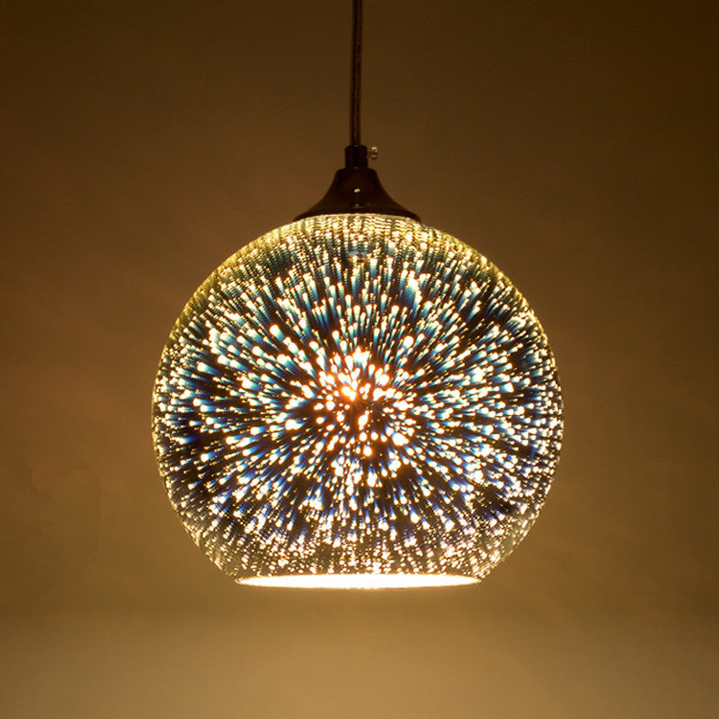 Moderne Art Deco Disco 3D Feuerwerksglas Kugel Eisen 1-Licht Pendelleuchte für Wohnzimmer 