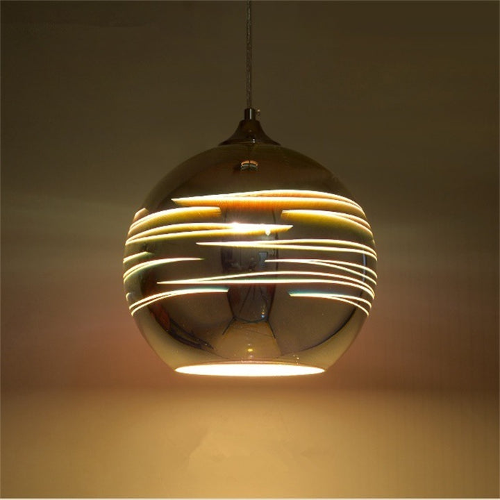 Moderne Art Deco Disco 3D Feuerwerksglas Kugel Eisen 1-Licht Pendelleuchte für Wohnzimmer 