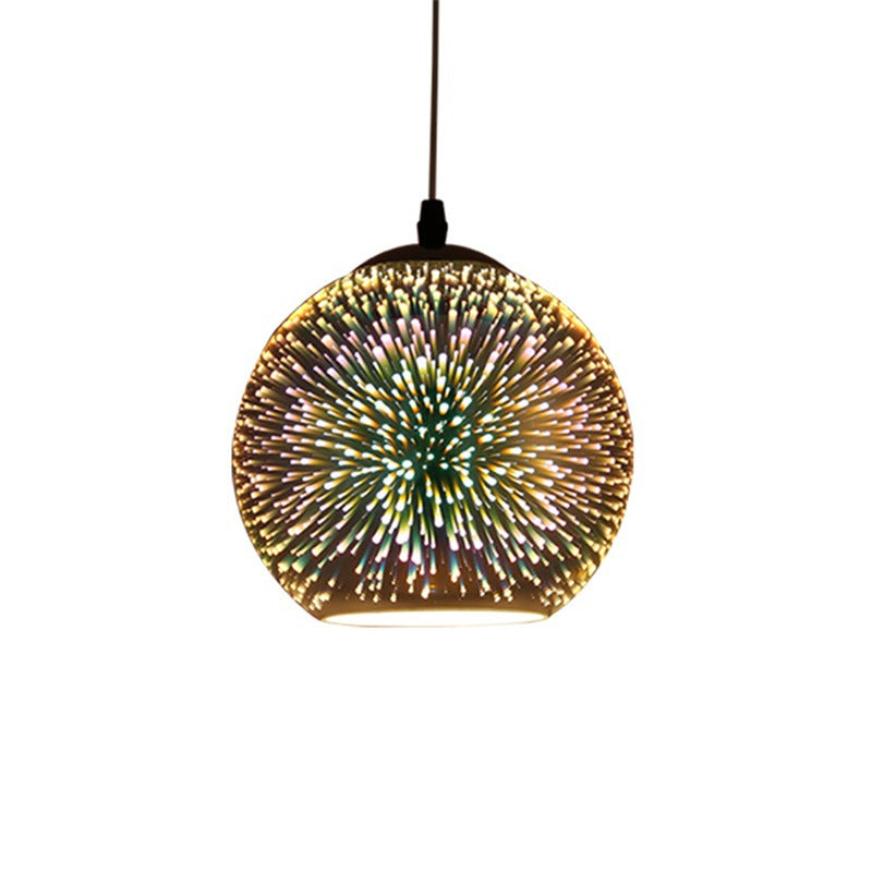 Moderne Art Deco Disco 3D Feuerwerksglas Kugel Eisen 1-Licht Pendelleuchte für Wohnzimmer 