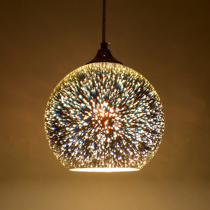 Moderne Art Deco Disco 3D Feuerwerksglas Kugel Eisen 1-Licht Pendelleuchte für Wohnzimmer 