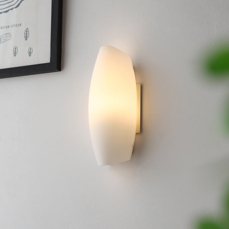 Zeitgenössische Luxus Weiße Locken Glas Eisen 1-Licht Wandleuchte Für Wohnzimmer 