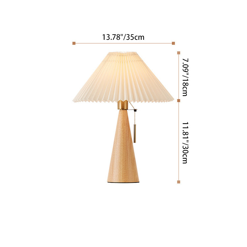 Contemporary Nordic Zipper Switch Pleated Drum Shape Fabric Iron 1-Light Table Lamp For Bedroom