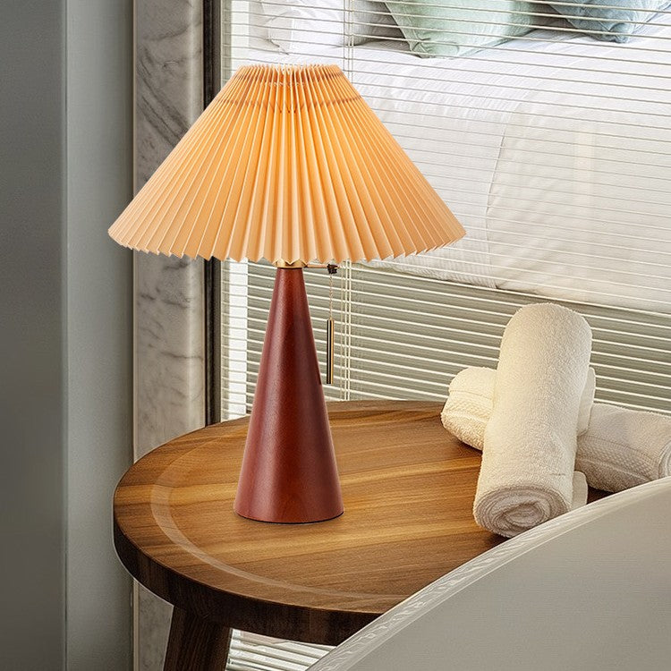 Contemporary Nordic Zipper Switch Pleated Drum Shape Fabric Iron 1-Light Table Lamp For Bedroom
